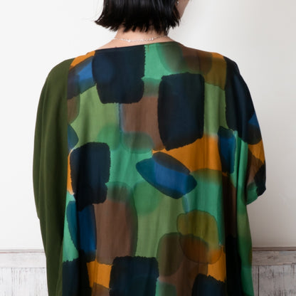 Hand-Painted x Solid Long Blouse