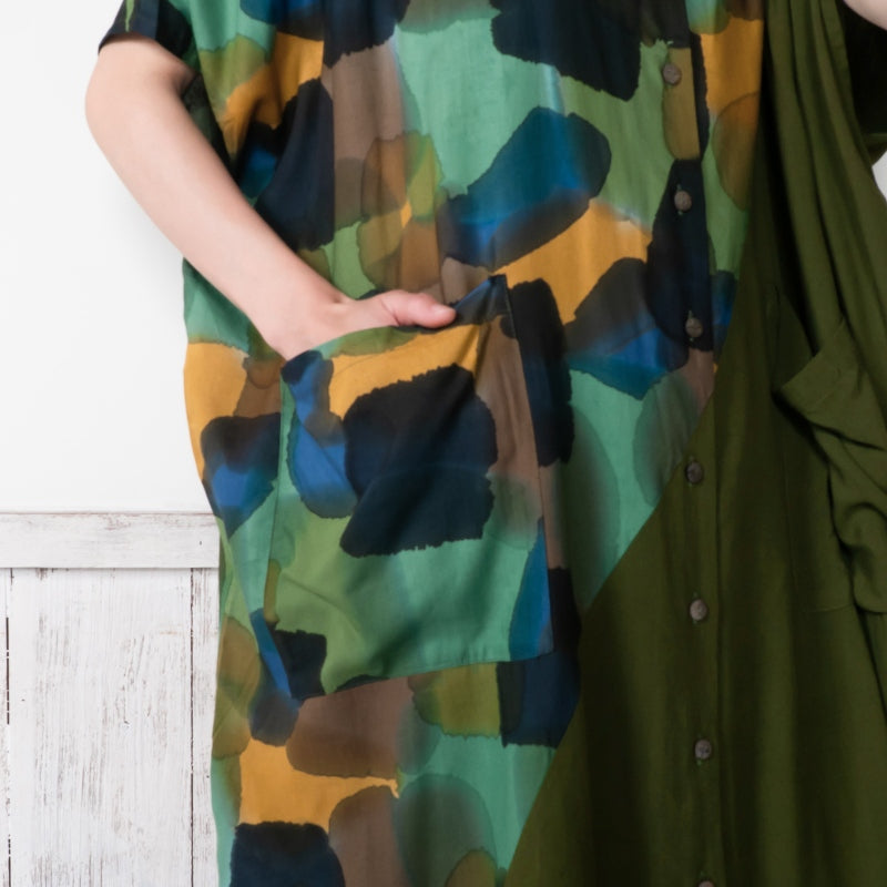 Hand-Painted x Solid Long Blouse