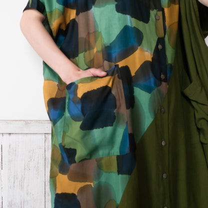 Hand-Painted x Solid Long Blouse