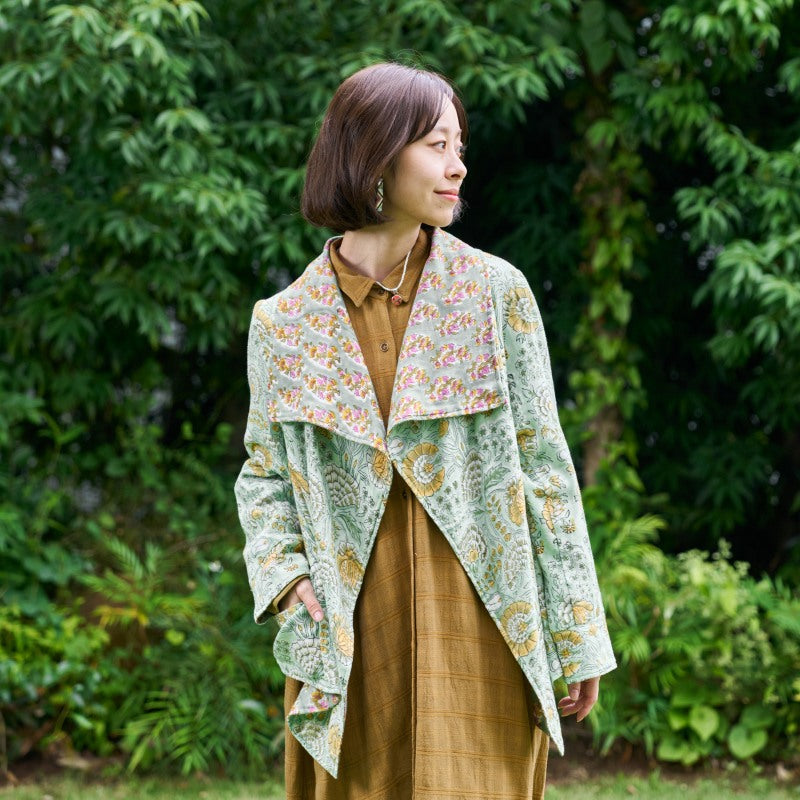 Block Print Double Gauze Cardigan Jacket