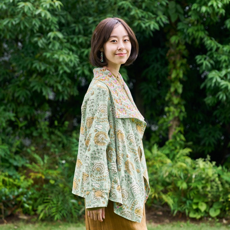 Block Print Double Gauze Cardigan Jacket