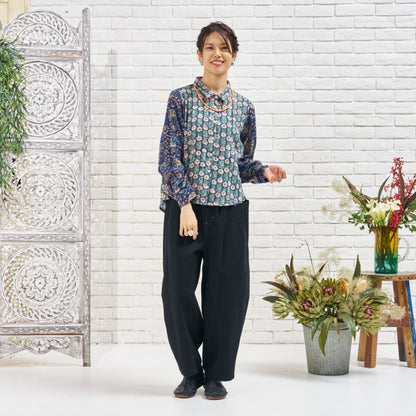 Block Print Double Gauze Shirt Blouse N