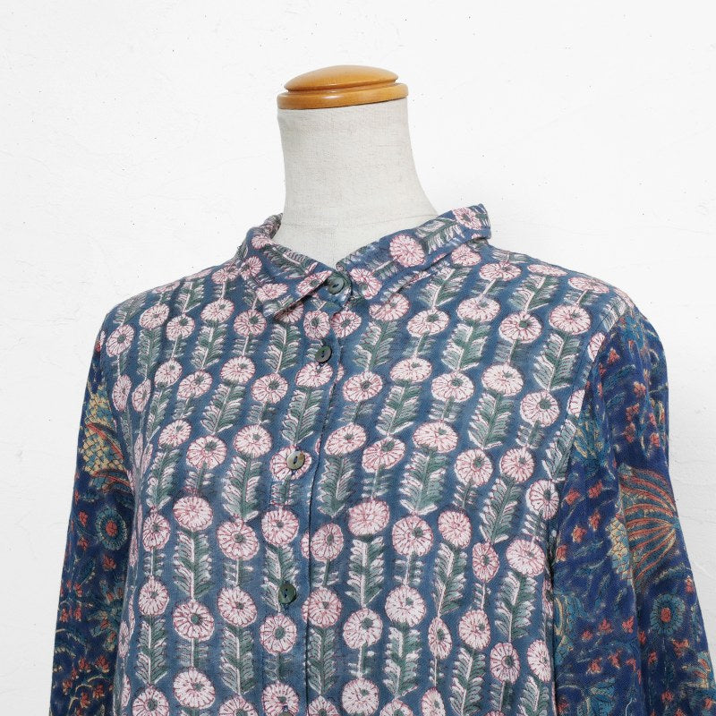 Block Print Double Gauze Shirt Blouse N