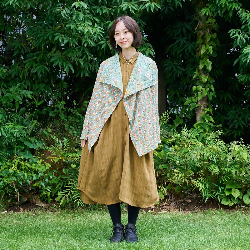 Rayon Jacquard Dolman Front Open Dress