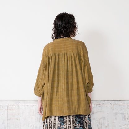Rayon Jacquard Gathered Blouse