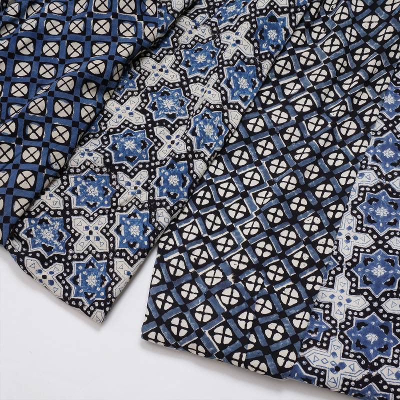 Rayon Geometric Block Print Front-Open Dolman Dress