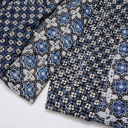 Rayon Geometric Block Print Front-Open Dolman Dress