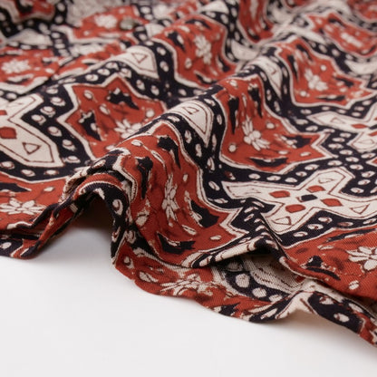 Rayon Geometric Block Print Front-Open Dolman Dress
