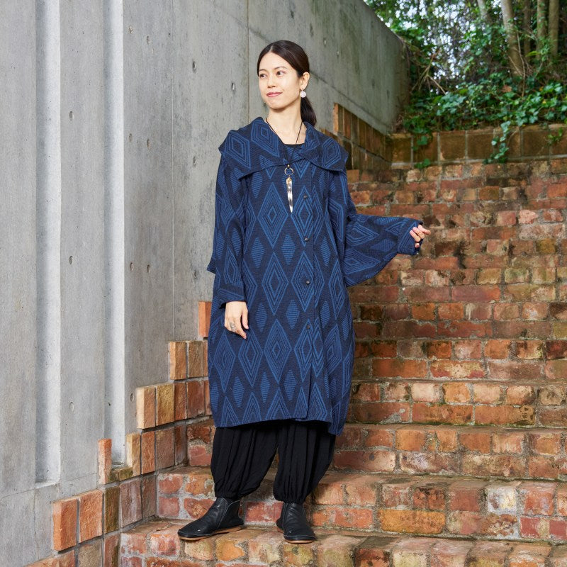 Cotton Ikat Jacquard Coat