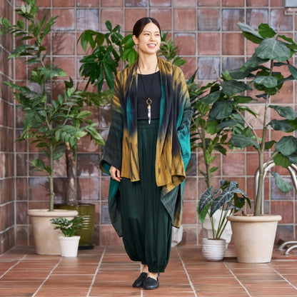 Cotton Hand Brushing Poncho Coat