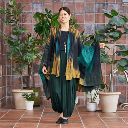 Cotton Hand Brushing Poncho Coat