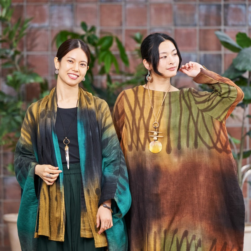 Cotton Hand Brushing Poncho Coat