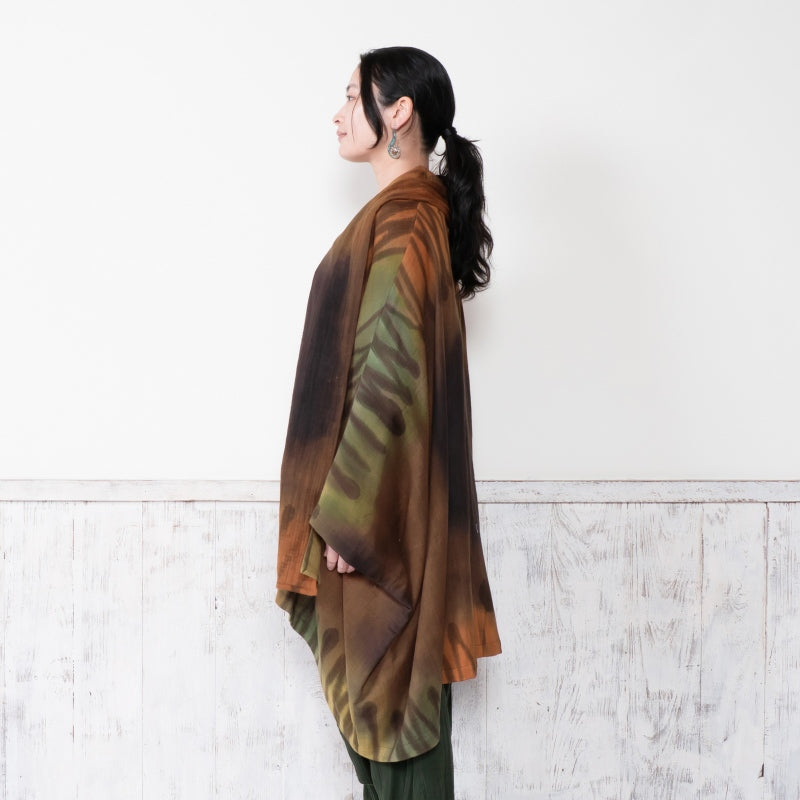 Cotton Hand Brushing Poncho Coat