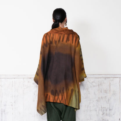 Cotton Hand Brushing Poncho Coat