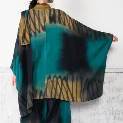 Cotton Hand Brushing Poncho Coat