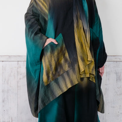Cotton Hand Brushing Poncho Coat