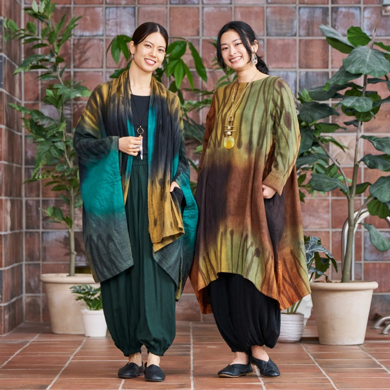 Cotton Hand Brushing Poncho Coat