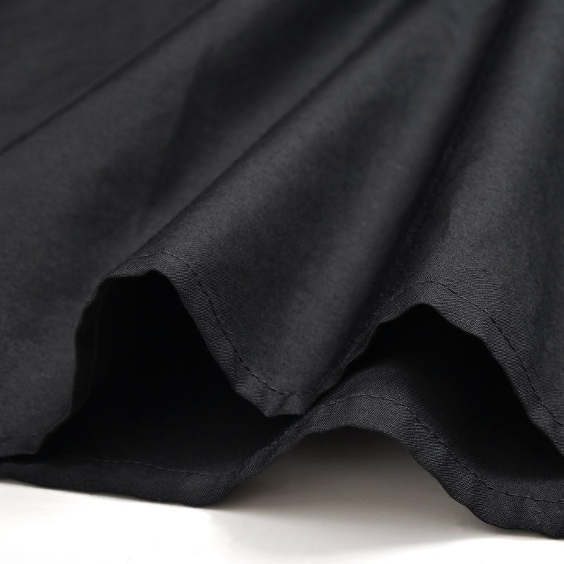 Cotton Silk Fold-Over Collar Sleeveless Dress