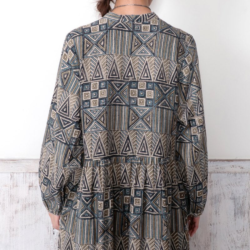 Geometric Triangle Square Print Dress
