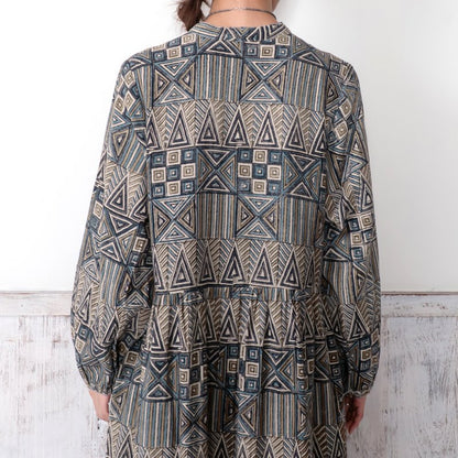 Geometric Triangle Square Print Dress