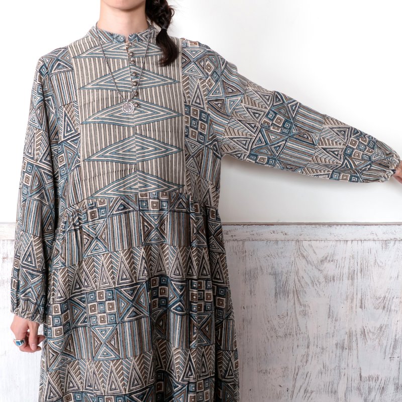 Geometric Triangle Square Print Dress