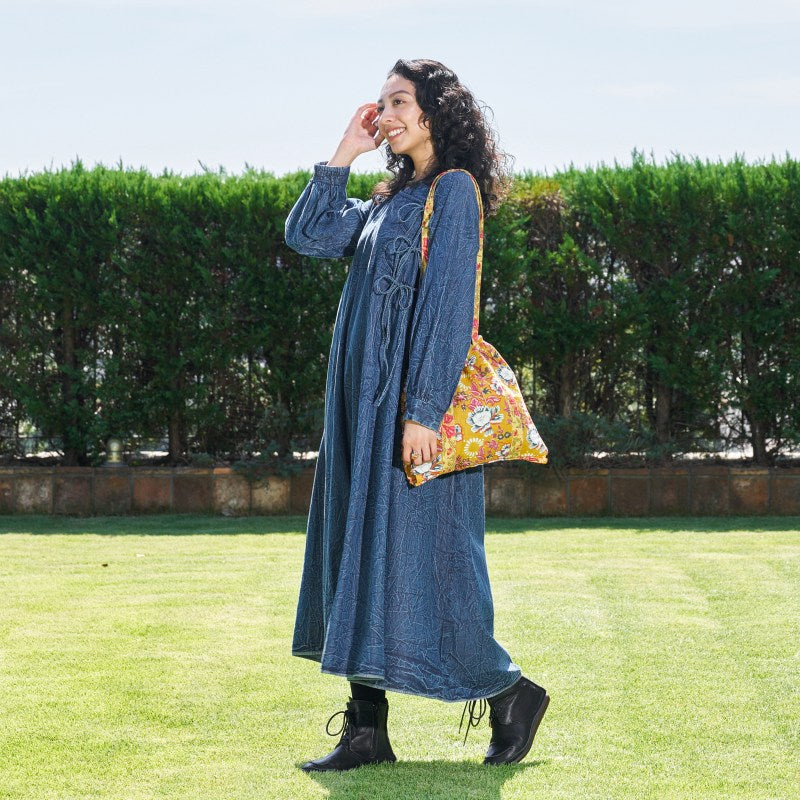 Crushed Denim Kediya-Style Dress
