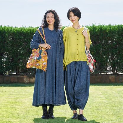 Crushed Denim Kediya-Style Dress