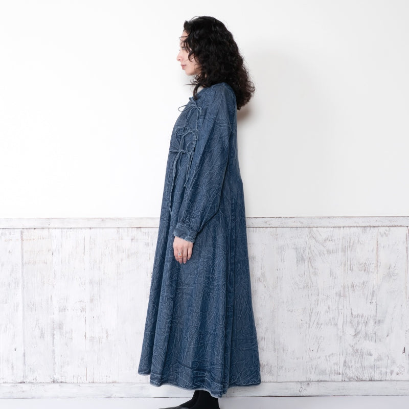 Crushed Denim Kediya-Style Dress