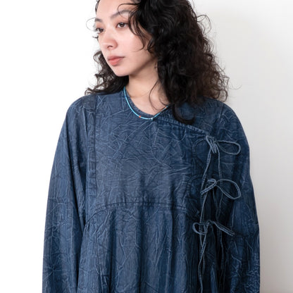 Crushed Denim Kediya-Style Dress