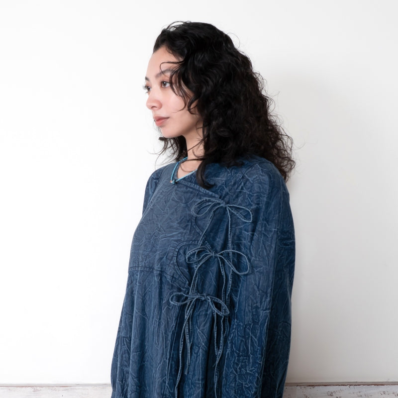 Crushed Denim Kediya-Style Dress