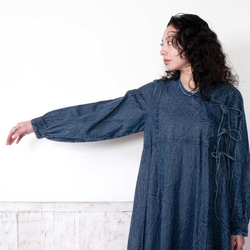 Crushed Denim Kediya-Style Dress
