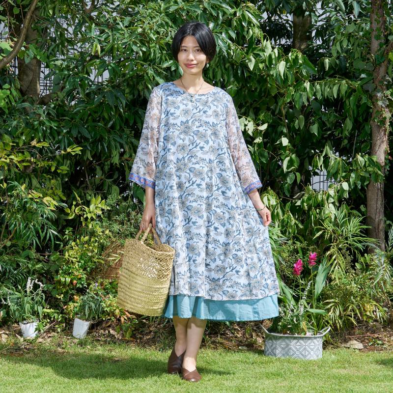 Kota Doria Floral Print Dress