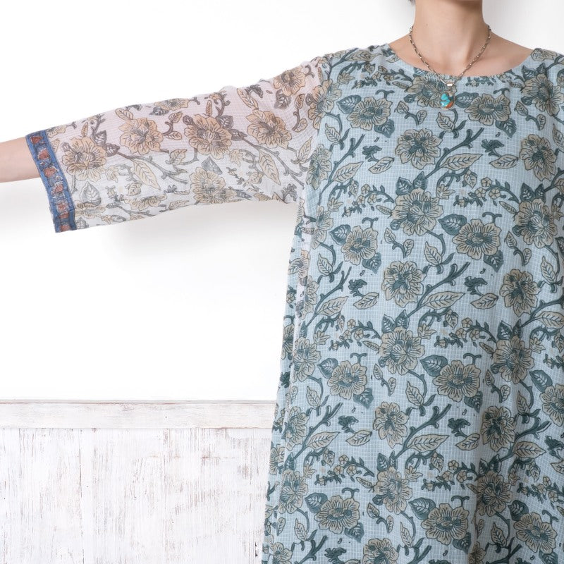Kota Doria Floral Print Dress