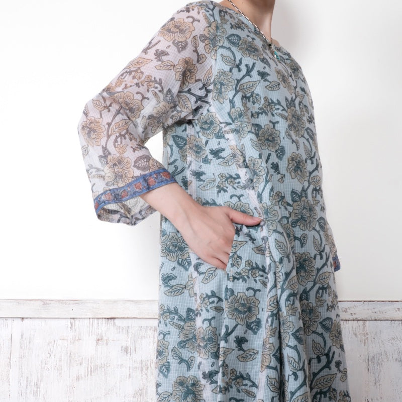 Kota Doria Floral Print Dress
