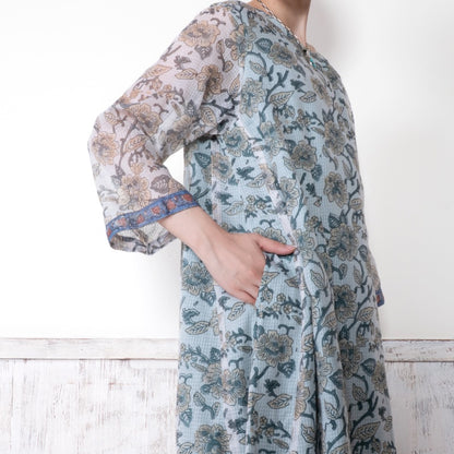 Kota Doria Floral Print Dress