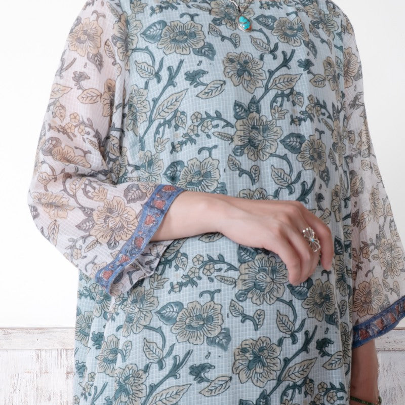Kota Doria Floral Print Dress