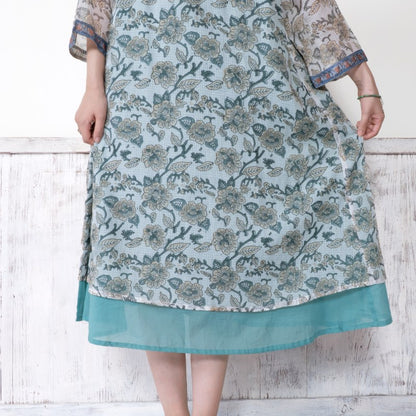Kota Doria Floral Print Dress
