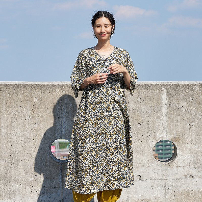 Ikat Zigzag Print Dress
