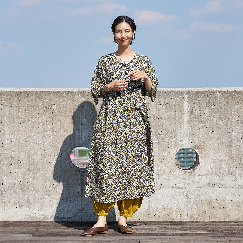 Ikat Zigzag Print Dress