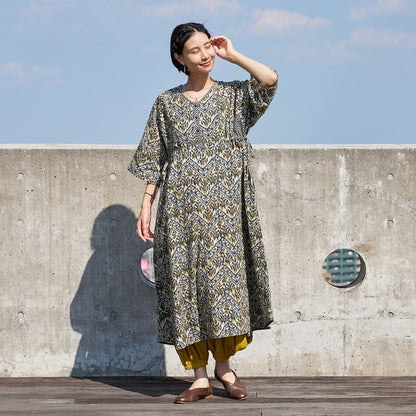 Ikat Zigzag Print Dress