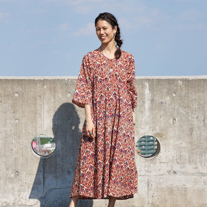 Ikat Zigzag Print Dress