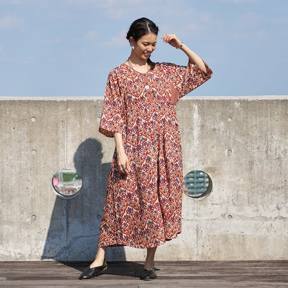 Ikat Zigzag Print Dress