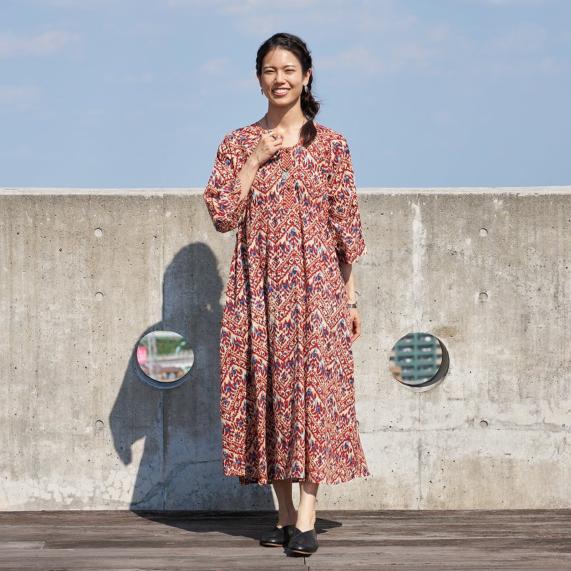 Ikat Zigzag Print Dress