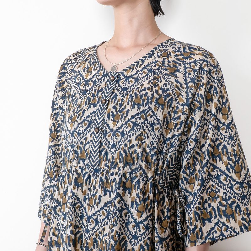 Ikat Zigzag Print Dress