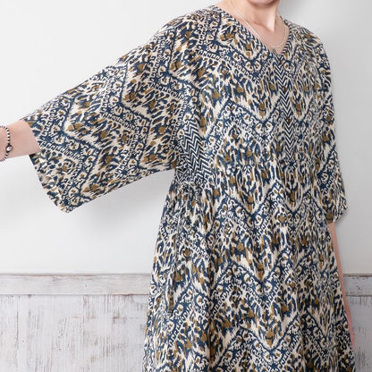 Ikat Zigzag Print Dress