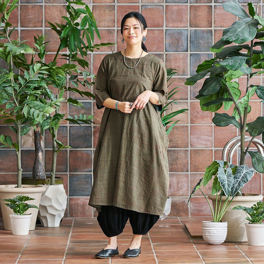 Cotton Hand Brushing Asymmetrical Dress