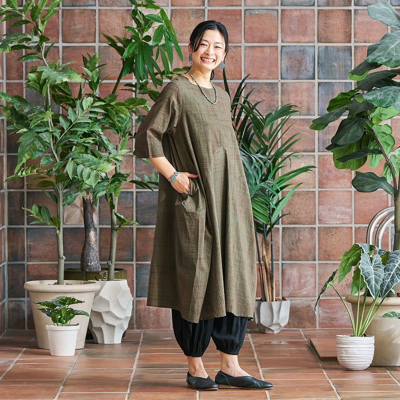 Cotton Hand Brushing Asymmetrical Dress