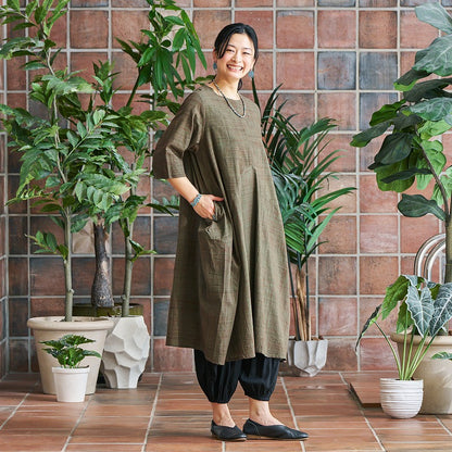 Cotton Hand Brushing Asymmetrical Dress