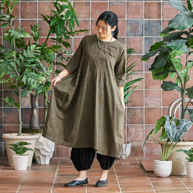 Cotton Hand Brushing Asymmetrical Dress