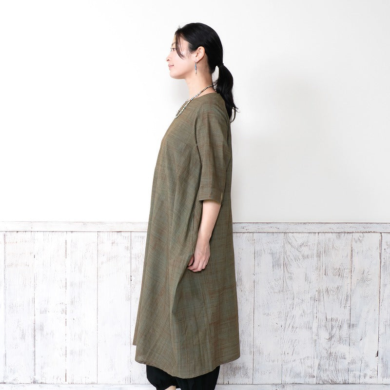 Cotton Hand Brushing Asymmetrical Dress